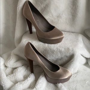 BCBG Max Azria Silk and Leather Platform Pump